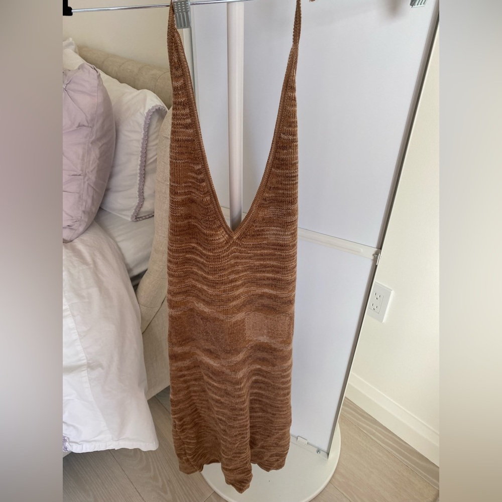 Brown dress, ties around neck